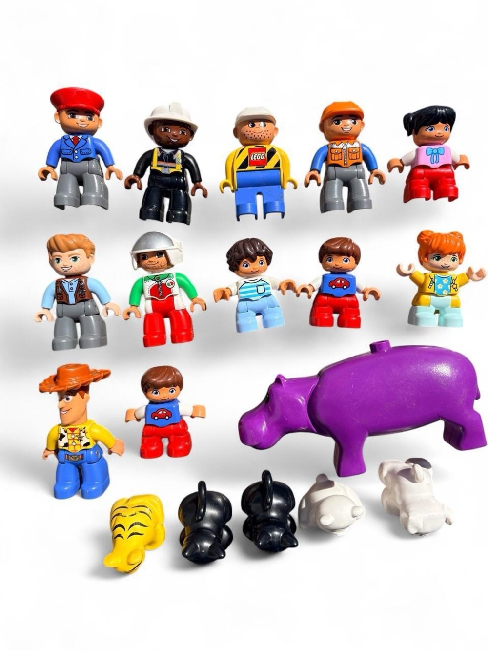 LEGO Duplo Assorted Figures and Animals - Purple Hippo & Multicolor Figures